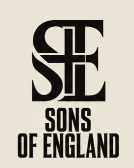 Sons of England logo, ink on bone